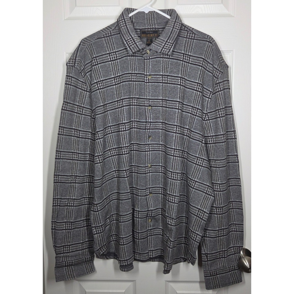 Jos. A. Bank Reserve Plaid Button Down Shirt Mens 2X Grey Brown 100% Cotton NWT